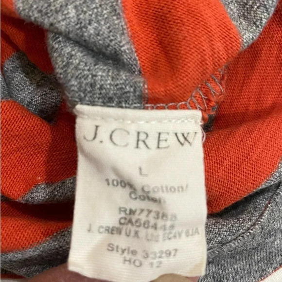 J Crew men orange-gray  striped crewneck Halloween Casual pumpkin tee shirt L - Picture 5 of 8